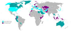 Countries with a U.S. military presence in 2007 US military bases in the world 2007.PNG