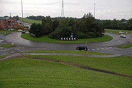 Corr's Corner, de rotonde waar de A8 in de A8(M) overgaat.