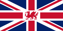 One suggested redesign of the Union Jack with the red dragon from the flag of Wales added in the centre Union Flag (including Wales).svg