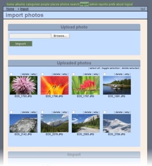 Zoph showing thumbnails of uploaded photos