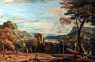 Paysage avec bûcherons et cavaliers Gallerie dell'Accademia de Venise .