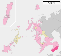 Minamishimabaras läge i Nagasaki prefektur      Städer      Landskommuner