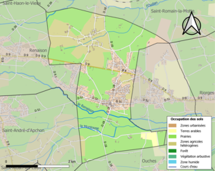 Carte en couleurs présentant l'occupation des sols.