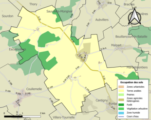 Carte en couleurs présentant l'occupation des sols.