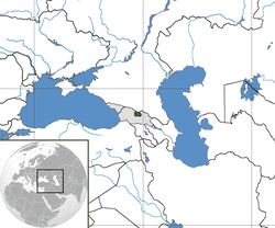 เซาท์ออสซีเชีย (เขียว) กับดินแดนของจอร์เจียและอับฮาเซีย (เทาอ่อน)
