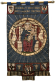 Banner depicting Our Lady of Walsingham. Banner at Saint Bede Catholic Church, Williamsburg, Virginia.png