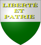 Blason d'un canton suisse, gris et vert, avec l'inscription « Liberté et Patrie ».