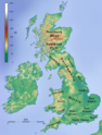 Map showing the British Isles, Deira is on the east coast of England