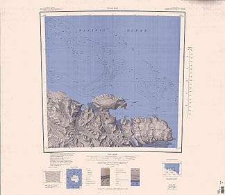Topografische Karte mit dem Scharon Bluff (rechts unten)