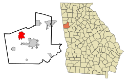 Location in Carroll County and the state of جورجیا