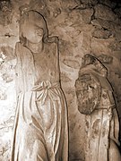 Detalle de esculturas labradas en madera, probablemente corresponden al antiguo retablo del Convento de Castielfabib, adquirido por Casas Bajas a los franciscanos de San Guillermo (1826-1830), 2011.