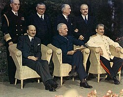 Clement Attlee, Harry S. Truman, Joseph Stalin and their principal advisors - Potsdam Conference 1945.jpg