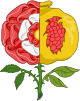 Dimidiated Rose and Pomegranate Badge of Henry VIII.svg