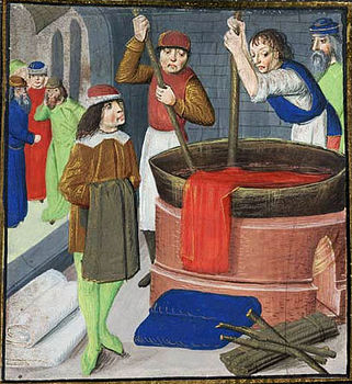 Бојење текстила (Бартоломео Англикус, 1482)