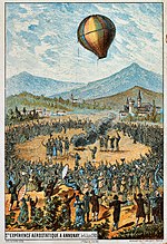1783-ban tartott hőlégballon-bemutató illusztrációja