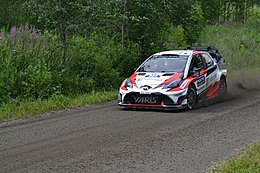 I vincitori Esapekka Lappi e Janne Ferm su Toyota Yaris WRC durante la PS2 Saalahti