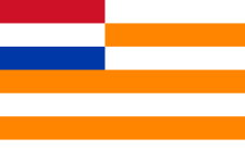 The Orange Free State in South Africa was an independent Boer republic in the late 19th century, then a British colony, then part of the Union of South Africa. The orange colour came from the Orange River, named for the Dutch House of Orange. The Dutch flag is in the canton.