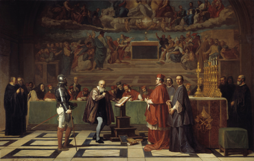 A 19th-century depiction of Galileo before the Holy Office, by Joseph-Nicolas Robert-Fleury Galileo before the Holy Office - Joseph-Nicolas Robert-Fleury, 1847.png