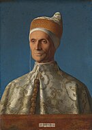 喬瓦尼·貝利尼的《總督李奧納多·羅列丹肖像畫（英語：Portrait of Doge Leonardo Loredan）》，61.6 × 45cm，約作於1501-1504年，自1844年起收藏[37]