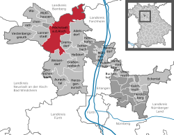 Elhelyezkedése Erlangen-Höchstadt járás térképén