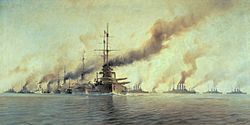 アドリア海を戦艦フィリブス・ウニティスを先頭に進むオーストリア艦隊 (1913)