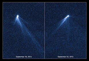 Aufnahmen des Himmelskörpers mit sechs Schweifen durch das Hubble-Weltraumteleskop (September 2013)