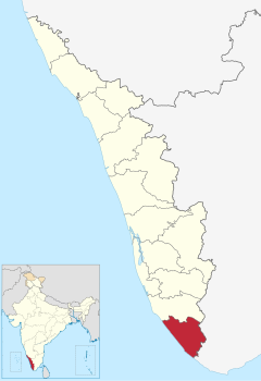 Localizacion del districte de Thiruvananthapuram en Kerala