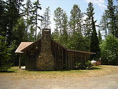 East elevation with stone chimney (2009)