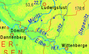 Mapa do curso do Löcknitz