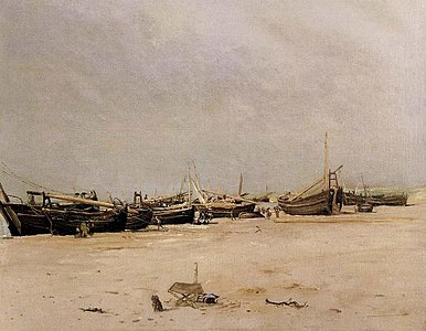 Het strand van Berck met een vouwstoeltje (1877-1879)