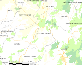 Mapa obce Pouques-Lormes
