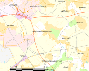 Poziția localității Sainghin-en-Mélantois