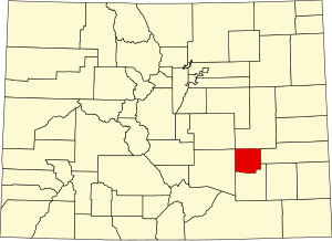 Map of Colorado highlighting Crowley County