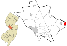 Расположение в округе Мерсер и штате Нью-Джерси.
