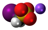 Space-filling model of methiodal as a sodium salt