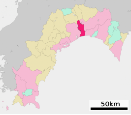 Situering van Nankoku in de prefectuur Kōchi