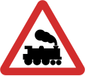 B40: Railway level crossing ahead without gate or barrier