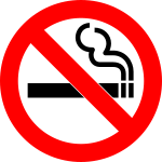 Skylt för rökförbud som är internationellt gångbar.