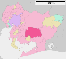 Okazakis läge i Aichi prefektur.