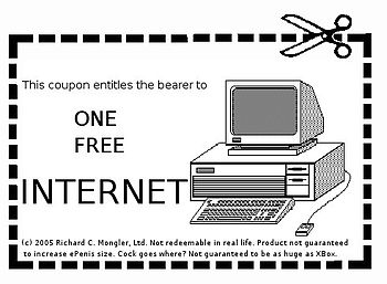 English: A "one free internet" coupo...