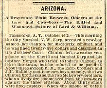 Newspaper coverage of the fight at the O.K. Corral Ownwspok.jpg