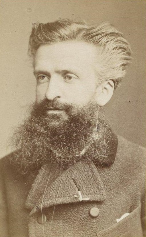 Portrait of a man in his thirties with swept back hair in addition to a large beard