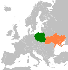 Mappa che indica l'ubicazione di Polonia e Ucraina