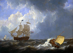 Schepen op onstuimige zee (1827)