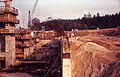 Schiffshebewerk im Bau September 1971 – Blick nach Osten Stützwand zum Oberwasser