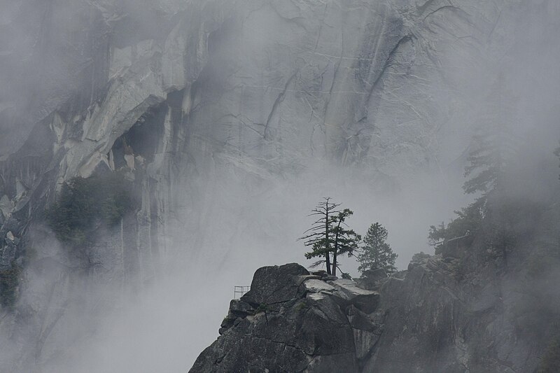 File:Sierra Point in Mist against Granite Backdrop as Seen from the Top of Vernal Fall.JPG