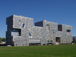 Simmons hall with a sports field in the foreground