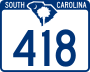 South Carolina Highway 418 marker