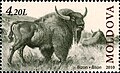 Concepção artística de um bisonte num selo moldávio