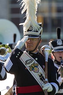 The West Point Band, a premier ensemble, passes in review. USMA Drum-Major.jpg